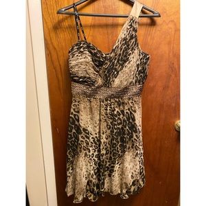 City Chic Leopard One Shoulder Dress